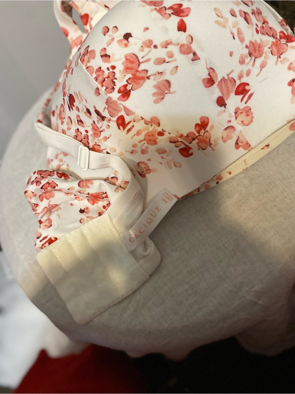 Cacique White Bra with Pink Coral Floral Print